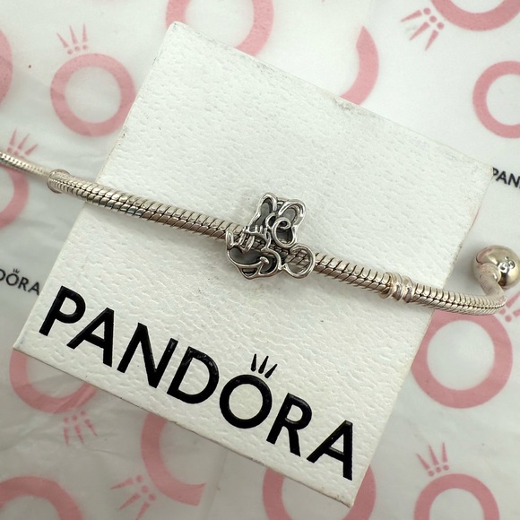 Disney Minnie Mouse Openwork Charm Sterling Silver 925 - Picture 3 of 3